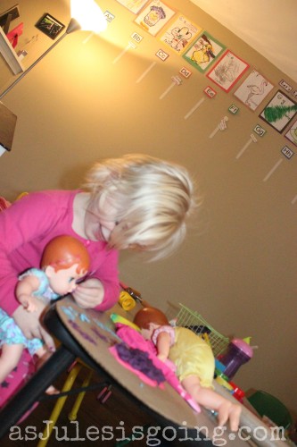 feeding babies playdough dinner