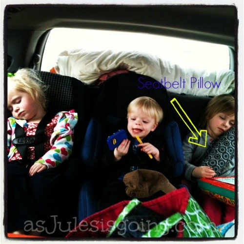 Seatbelt Pillow for Preschoolers in boaster seats
